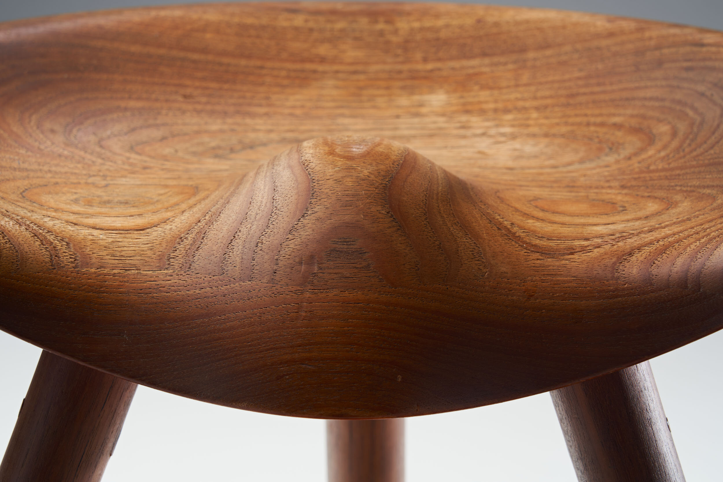 Mogens Lassen Stool in Solid Teak Mounted on Three Tapering Legs